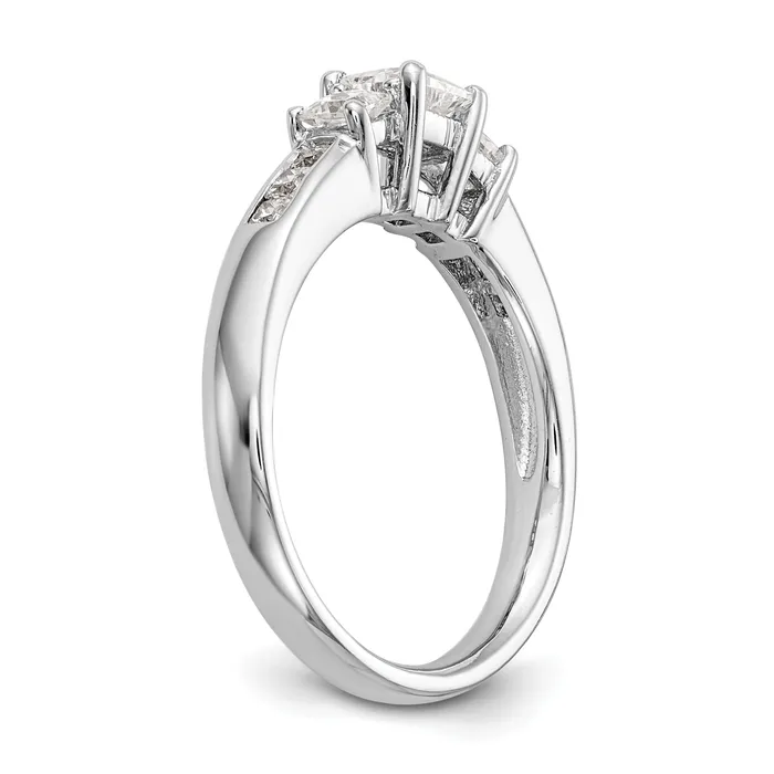 033ct CZ Solid Real 14K White Gold 3Stone Engagement Ring Goldia Rings