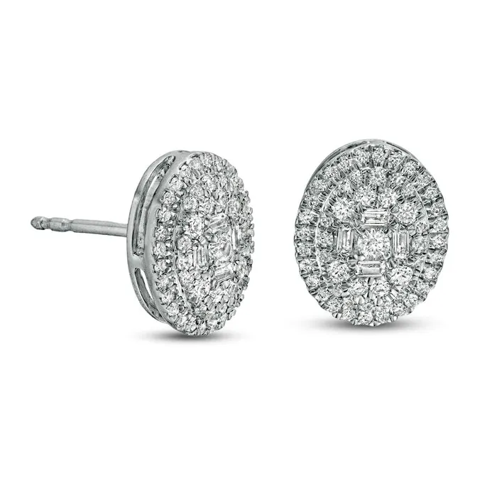 05 CT TW Composite Oval Diamond Frame Stud Earrings in 10K White Gold Goldia Earrings 05 CT TW Composite Oval Diamond Frame Stud Earrings in 10K White Gold Goldia Earrings