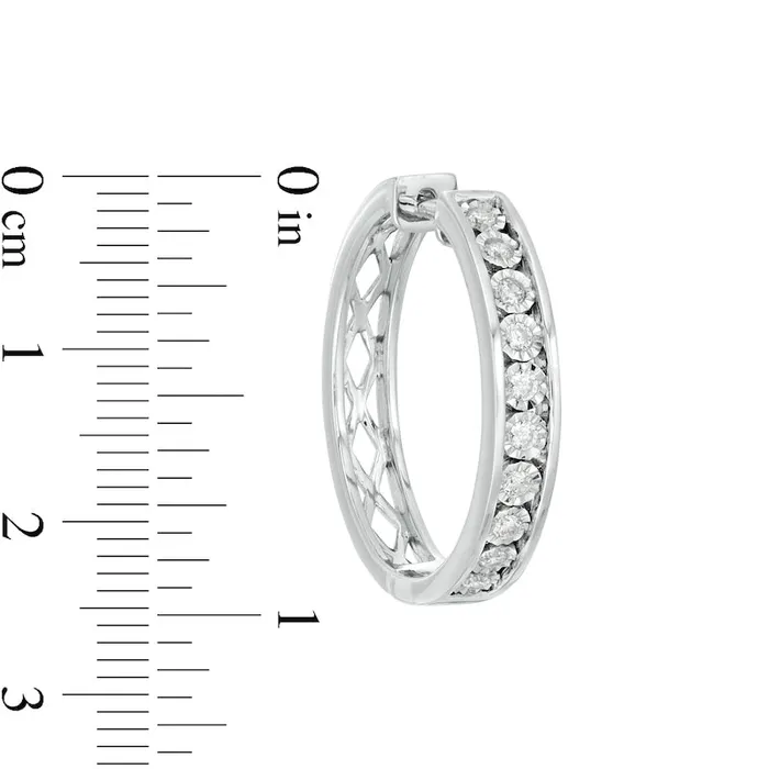 05 CT TW Diamond Hoop Earrings in Sterling Silver Goldia Earrings 05 CT TW Diamond Hoop Earrings in Sterling Silver Goldia Earrings
