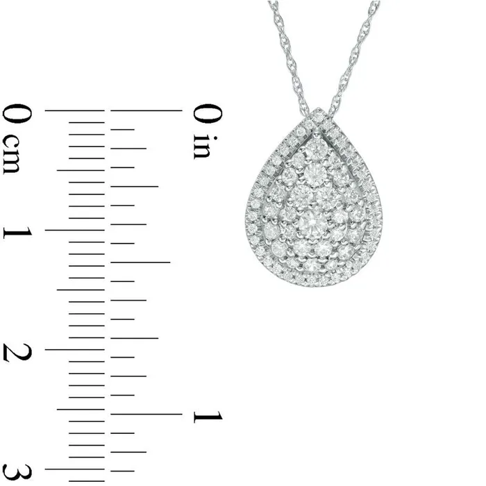 05 CT TW Natural Diamond PearShaped Frame Pendant in 10K White Gold Goldia Necklaces 05 CT TW Natural Diamond PearShaped Frame Pendant in 10K White Gold Goldia Necklaces