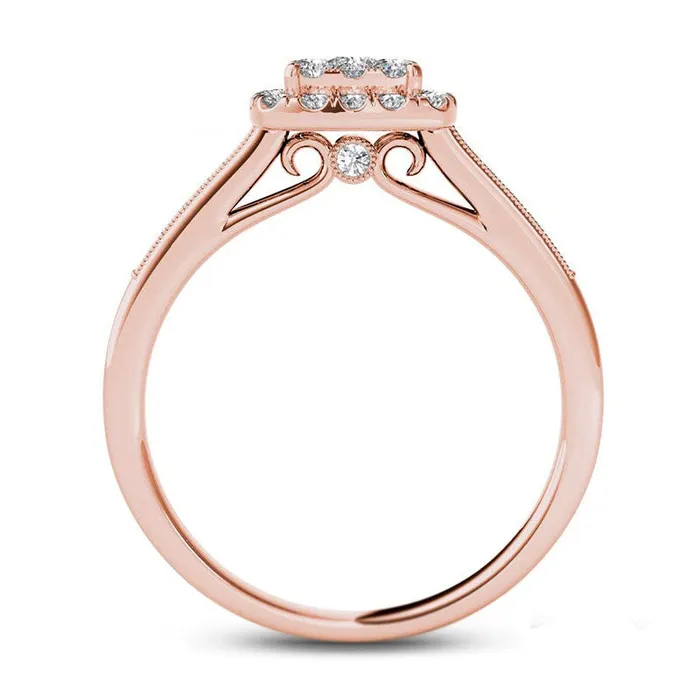 050 CT TW Composite Natural Diamond Frame Engagement Ring in Solid 14K Rose Gold Goldia Rings 050 CT TW Composite Natural Diamond Frame Engagement Ring in Solid 14K Rose Gold Goldia Rings