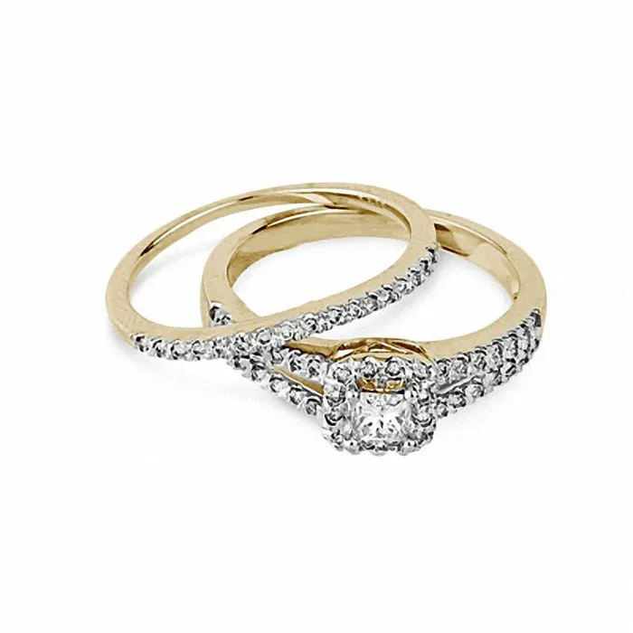 050 CT TW PrincessCut Natural Diamond Bridal Engagement Ring Set in Solid 14K Gold Goldia Rings 050 CT TW PrincessCut Natural Diamond Bridal Engagement Ring Set in Solid 14K Gold Goldia Rings