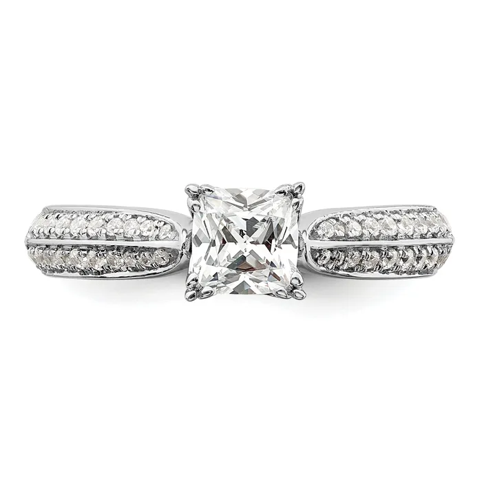 050ct CZ Solid Real 14k White Polish 12ct Cushion Engagement Dia Ring Goldia Rings