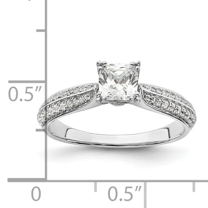 050ct CZ Solid Real 14k White Polish 12ct Cushion Engagement Dia Ring Goldia Rings