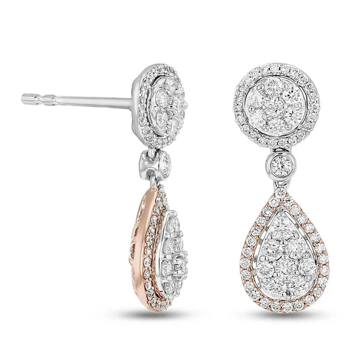 075 CT TW Composite Diamond PearShaped Frame Drop Earrings in 14K TwoTone Gold Goldia Earrings 075 CT TW Composite Diamond PearShaped Frame Drop Earrings in 14K TwoTone Gold Goldia Earrings