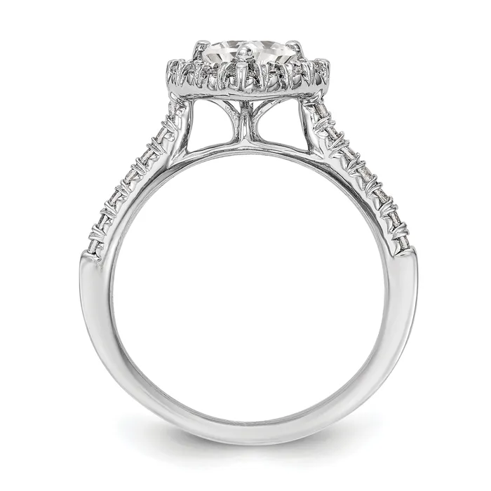 075ct CZ Solid Real 14K White Gold Heart Halo Engagement Ring Goldia Rings
