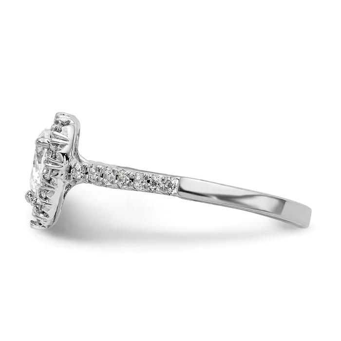 075ct CZ Solid Real 14K White Gold Heart Halo Engagement Ring Goldia Rings