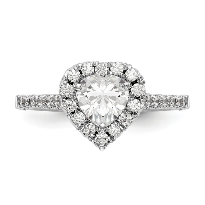 075ct CZ Solid Real 14K White Gold Heart Halo Engagement Ring Goldia Rings