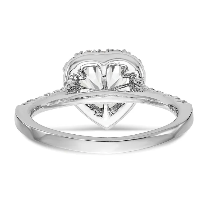 075ct CZ Solid Real 14K White Gold Heart Halo Engagement Ring Goldia Rings