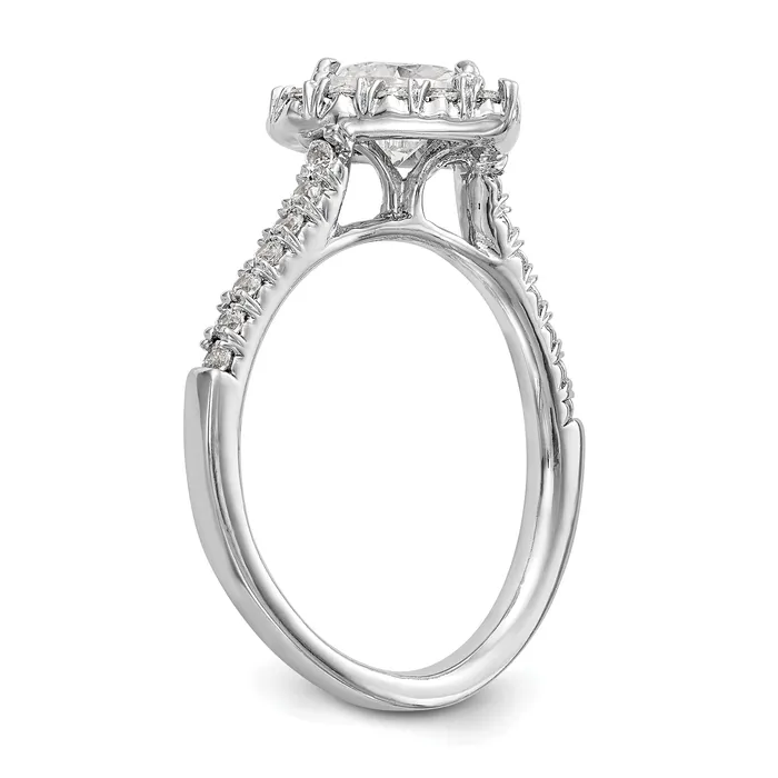 075ct CZ Solid Real 14K White Gold Heart Halo Engagement Ring Goldia Rings