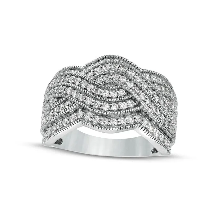 10 CT TW Natural Diamond Antique VintageStyle MultiRow Ring in Sterling Silver Goldia Rings 10 CT TW Natural Diamond Antique VintageStyle MultiRow Ring in Sterling Silver Goldia Rings