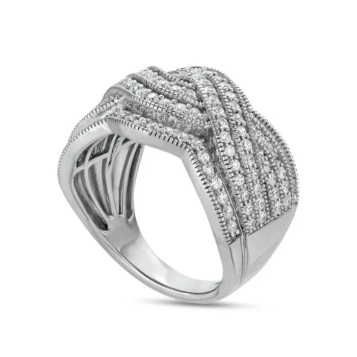 10 CT TW Natural Diamond Antique VintageStyle MultiRow Ring in Sterling Silver Goldia Rings 10 CT TW Natural Diamond Antique VintageStyle MultiRow Ring in Sterling Silver Goldia Rings