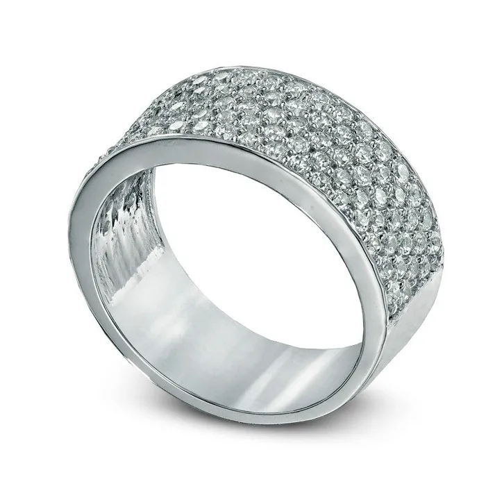 10 CT TW Natural Diamond Beaded Five Row Fashion Ring in Solid 10K White Gold Goldia Rings 10 CT TW Natural Diamond Beaded Five Row Fashion Ring in Solid 10K White Gold Goldia Rings