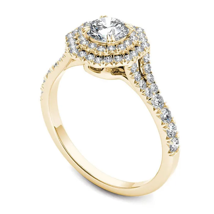 10 CT TW Natural Diamond Double Octagonal Frame Engagement Ring in Solid 14K Gold Goldia Rings 10 CT TW Natural Diamond Double Octagonal Frame Engagement Ring in Solid 14K Gold Goldia Rings