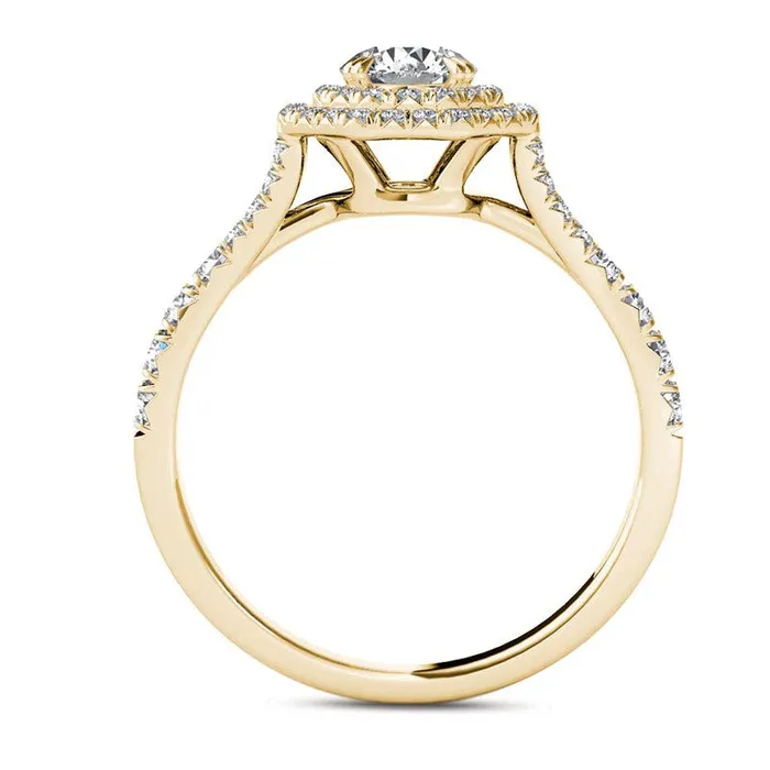 10 CT TW Natural Diamond Double Octagonal Frame Engagement Ring in Solid 14K Gold Goldia Rings 10 CT TW Natural Diamond Double Octagonal Frame Engagement Ring in Solid 14K Gold Goldia Rings