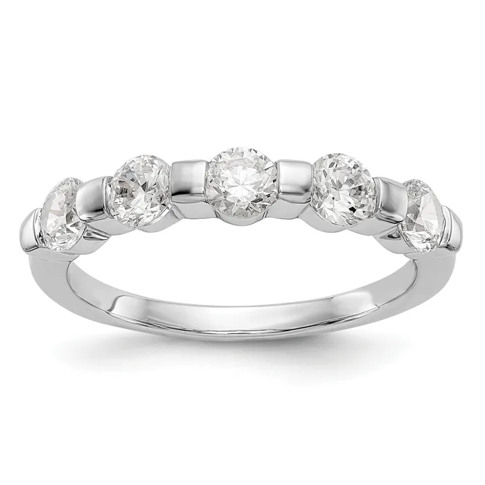 100ct CZ Solid Real 14K White Gold 5Stone Wedding Band Ring Goldia Rings 100ct CZ Solid Real 14K White Gold 5Stone Wedding Band Ring Goldia Rings