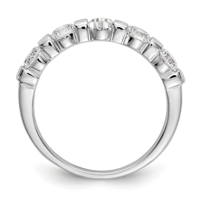 100ct CZ Solid Real 14K White Gold 5Stone Wedding Band Ring Goldia Rings