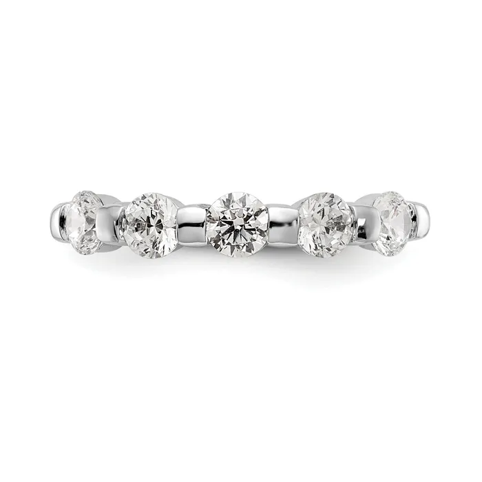100ct CZ Solid Real 14K White Gold 5Stone Wedding Band Ring Goldia Rings
