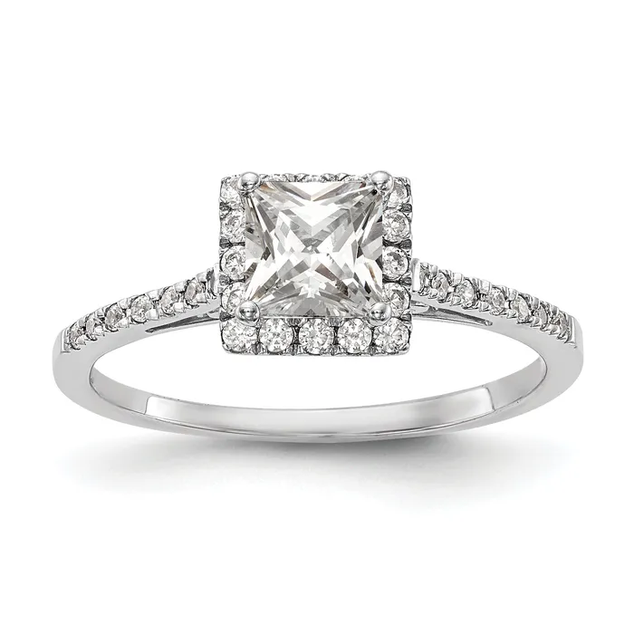 100ct CZ Solid Real 14K White Gold Princess Halo Engagement Ring Goldia Rings 100ct CZ Solid Real 14K White Gold Princess Halo Engagement Ring Goldia Rings