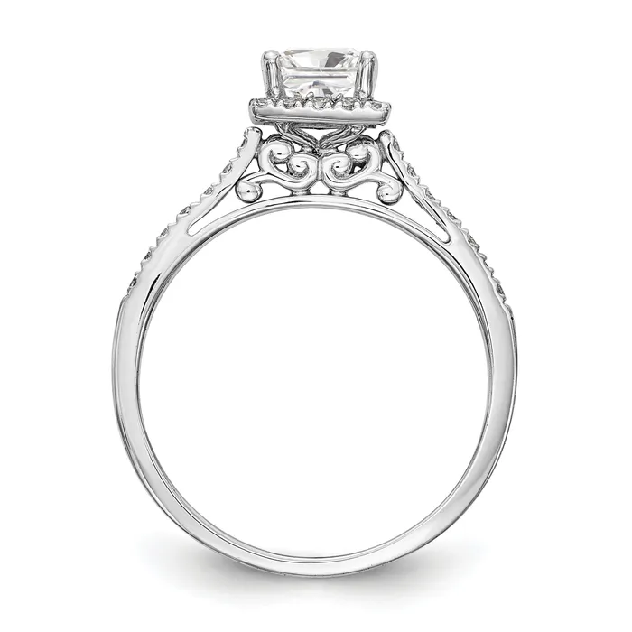 100ct CZ Solid Real 14K White Gold Princess Halo Engagement Ring Goldia Rings