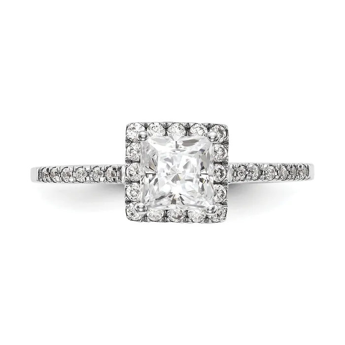 100ct CZ Solid Real 14K White Gold Princess Halo Engagement Ring Goldia Rings