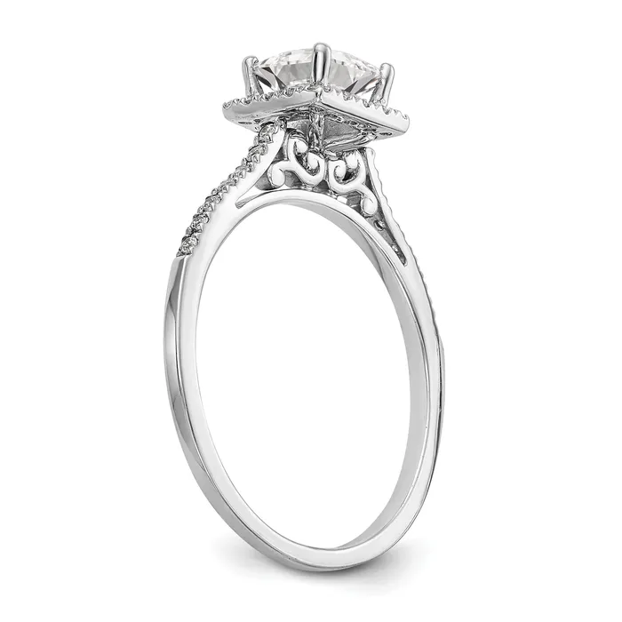100ct CZ Solid Real 14K White Gold Princess Halo Engagement Ring Goldia Rings