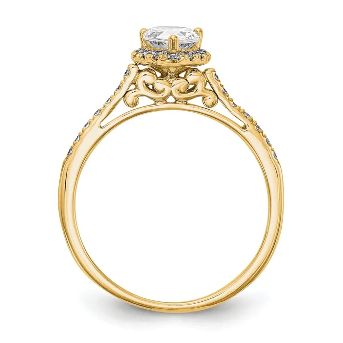 100ct CZ Solid Real 14ktt Pear Halo Engagement Ring Goldia Rings
