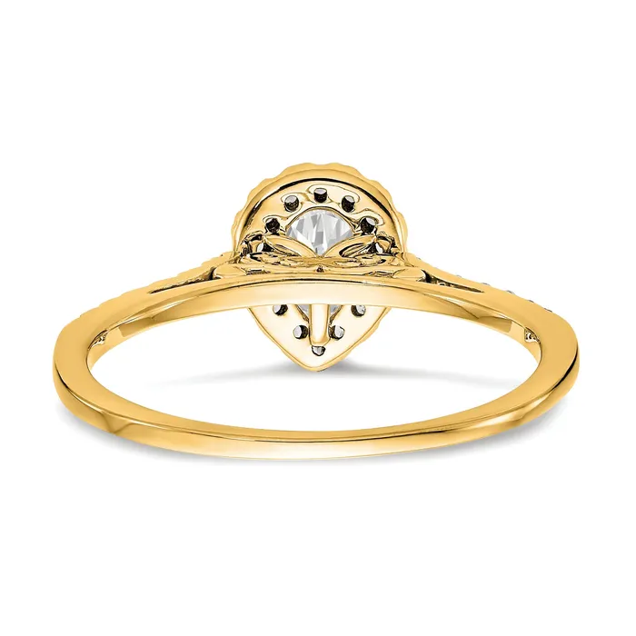 100ct CZ Solid Real 14ktt Pear Halo Engagement Ring Goldia Rings