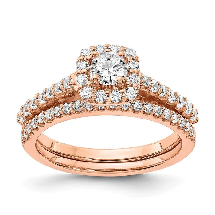 1 Ct Natural Diamond Halo Bridal Engagement Ring Set in 14K Rose Gold Goldiacom Rings 1 Ct Natural Diamond Halo Bridal Engagement Ring Set in 14K Rose Gold Goldiacom Rings