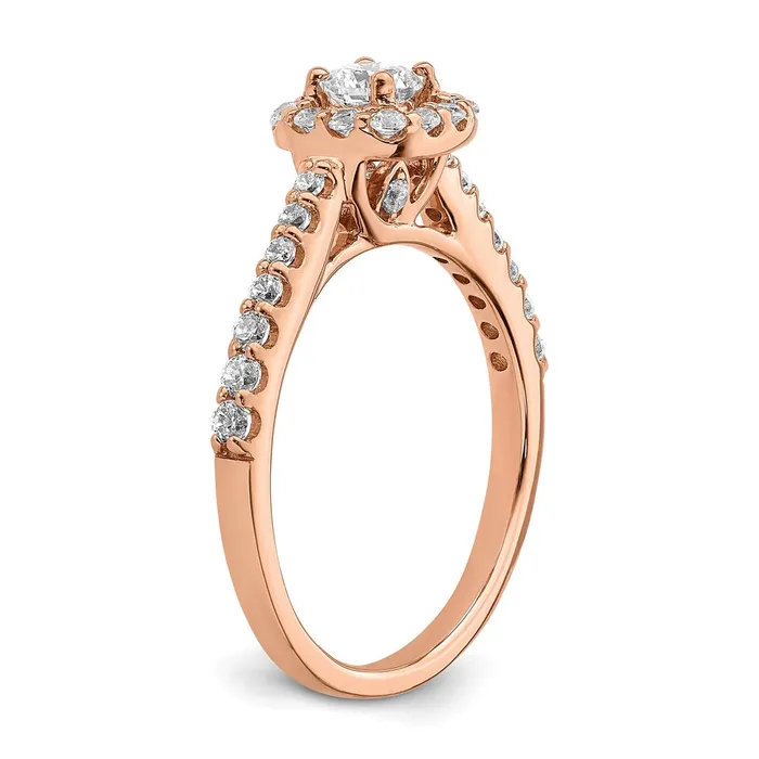 1 Ct Natural Diamond Halo Bridal Engagement Ring Set in 14K Rose Gold Goldiacom Rings