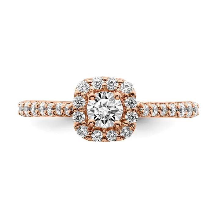 1 Ct Natural Diamond Halo Bridal Engagement Ring Set in 14K Rose Gold Goldiacom Rings