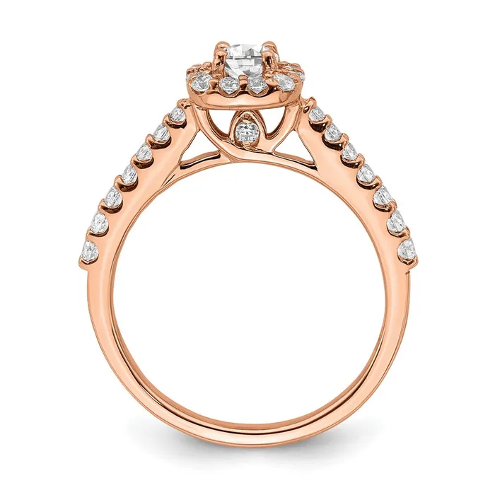 1 Ct Natural Diamond Halo Bridal Engagement Ring Set in 14K Rose Gold Goldiacom Rings