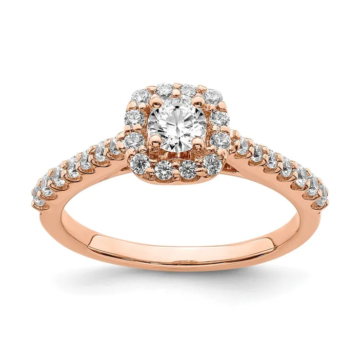 1 Ct Natural Diamond Halo Bridal Engagement Ring Set in 14K Rose Gold Goldiacom Rings