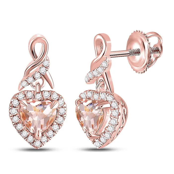 10k Rose Gold Heart Morganite Diamond Dangle Earrings 78 Cttw gndatlanta Earrings 10k Rose Gold Heart Morganite Diamond Dangle Earrings 78 Cttw gndatlanta Earrings