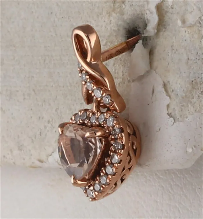 10k Rose Gold Heart Morganite Diamond Dangle Earrings 78 Cttw gndatlanta Earrings