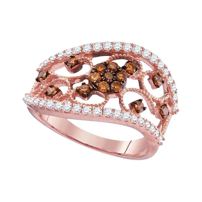 10k Rose Gold Round Brown Diamond Filigree Band Ring 78 Cttw gndatlanta Rings 10k Rose Gold Round Brown Diamond Filigree Band Ring 78 Cttw gndatlanta Rings