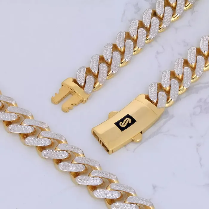 10k Yellow Gold Monaco Miami Cuban Diamond Cut Pave 75mm Chain Necklace 26 Goldiacom Necklaces
