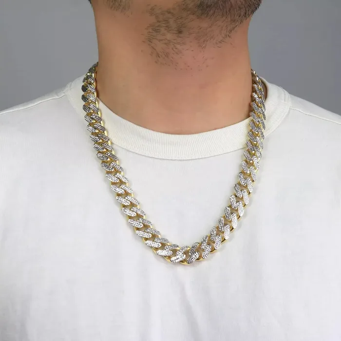 10k Yellow Gold Monaco Miami Cuban Diamond Cut Pave 75mm Chain Necklace 26 Goldiacom Necklaces