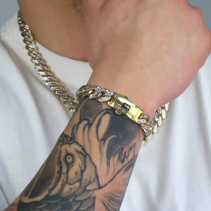 10k Yellow Gold Monaco Miami Cuban Diamond Cut Pave 75mm Chain Necklace 26 Goldiacom Necklaces