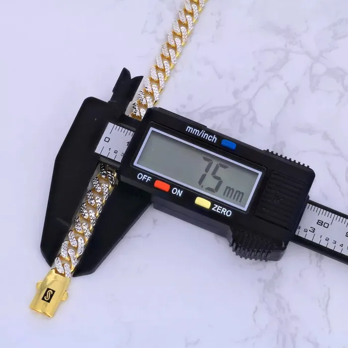 10k Yellow Gold Monaco Miami Cuban Diamond Cut Pave 75mm Chain Necklace 26 Goldiacom Necklaces