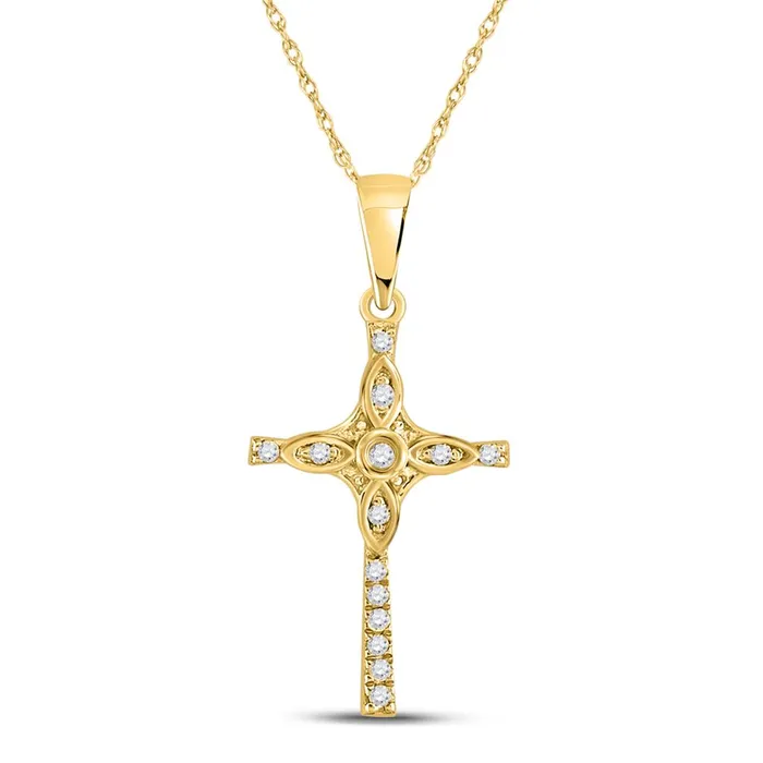 10k Yellow Gold Round Diamond Cross Pendant 112 Cttw gndatlanta Necklaces