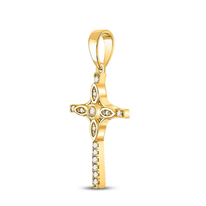 10k Yellow Gold Round Diamond Cross Pendant 112 Cttw gndatlanta Necklaces