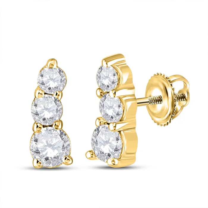 10k Yellow Gold Round Diamond Fashion 3stone Earrings 14 Cttw gndatlanta Earrings 10k Yellow Gold Round Diamond Fashion 3stone Earrings 14 Cttw gndatlanta Earrings