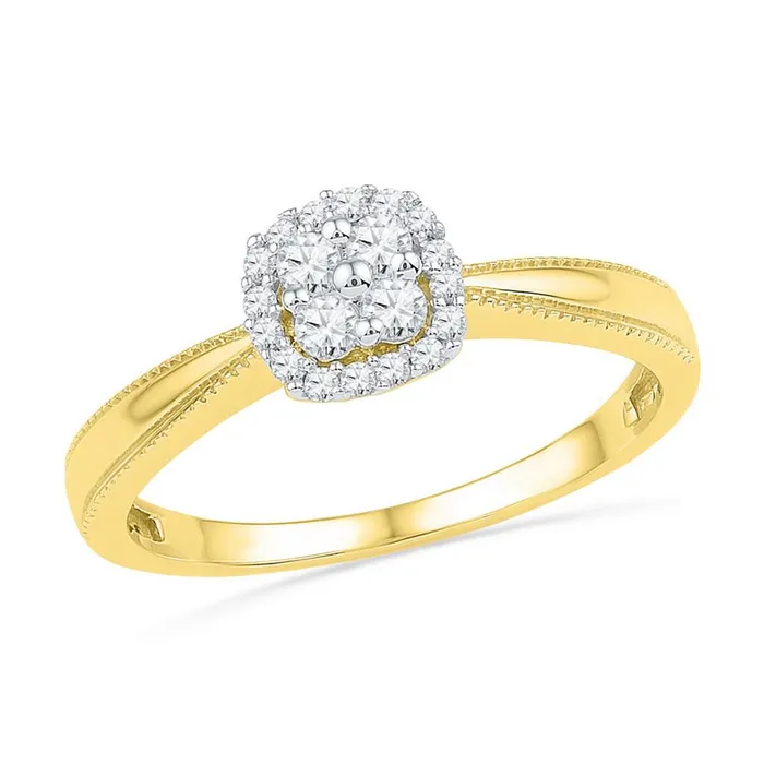 10k Yellow Gold Round Diamond Square Halo Cluster Ring 15 Cttw gndatlanta Rings 10k Yellow Gold Round Diamond Square Halo Cluster Ring 15 Cttw gndatlanta Rings