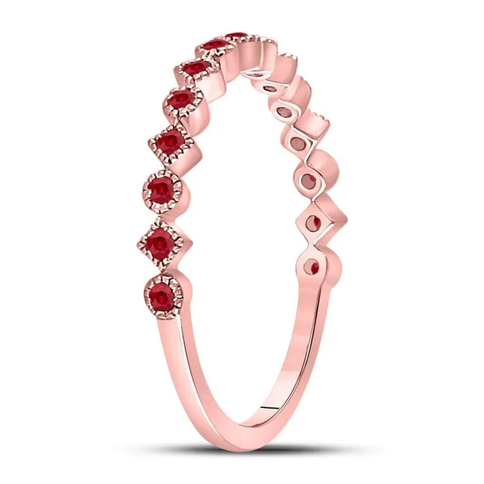 10kt Rose Gold Round Ruby Square Dot Stackable Band Ring 15 Cttw gndatlanta Rings