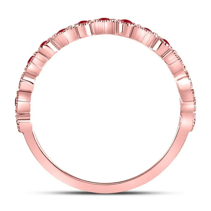 10kt Rose Gold Round Ruby Square Dot Stackable Band Ring 15 Cttw gndatlanta Rings