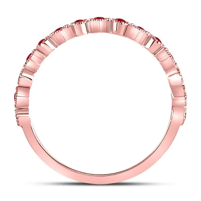 10kt Rose Gold Round Ruby Square Dot Stackable Band Ring 15 Cttw gndatlanta Rings