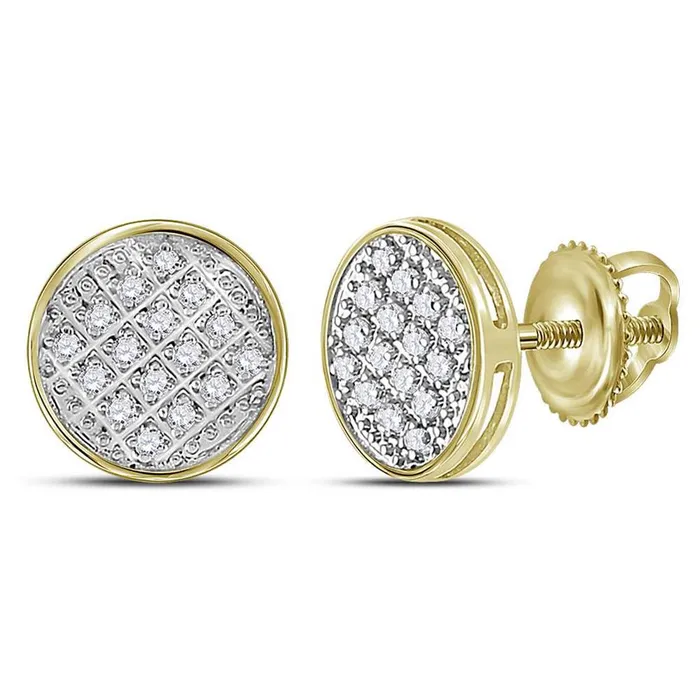 10kt Yellow Gold Round Diamond Circle Cluster Stud Earrings 112 Cttw gndatlanta Earrings 10kt Yellow Gold Round Diamond Circle Cluster Stud Earrings 112 Cttw gndatlanta Earrings
