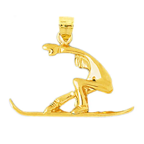 14K Gold 28MM Snowboarder Pendant Goldia PreStyled Sets