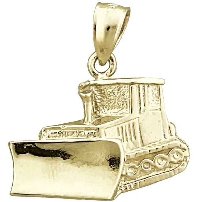 14K Gold Bulldozer Charm Goldia Charm Necklaces